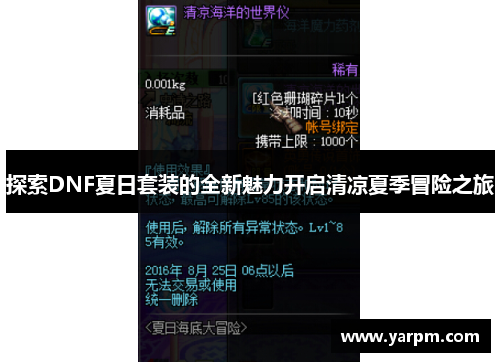 探索DNF夏日套装的全新魅力开启清凉夏季冒险之旅